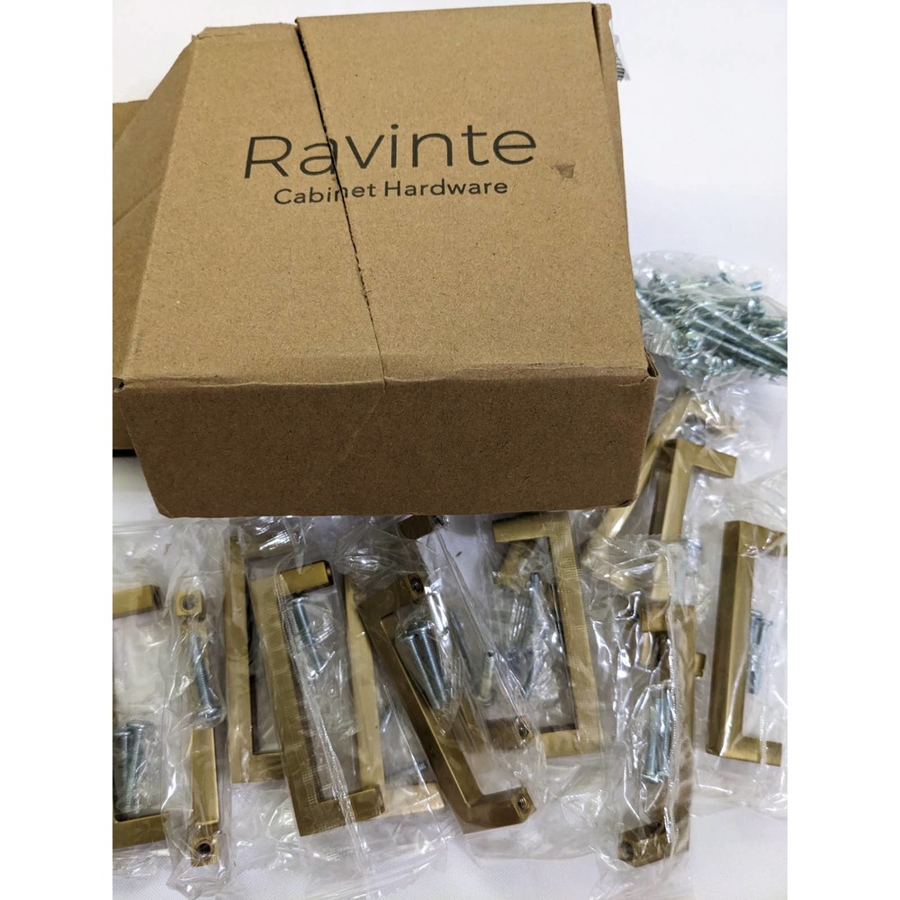 Ravinte 14 Pack 3 Inch Square Cabinet Handles Brushed Brass Kitchen Cupboard
